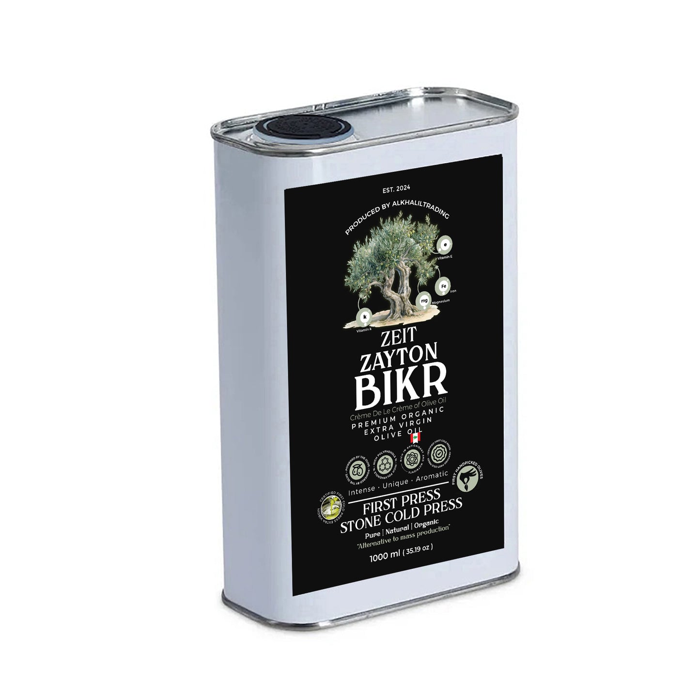 alkhaliltrading organic extra virgin olive oil - Early harvest - Fresh harvest - Bio - Premium extra virgin - Cold extracted - High Phenolic EVOO - Lebanese - Stone Cold Press
