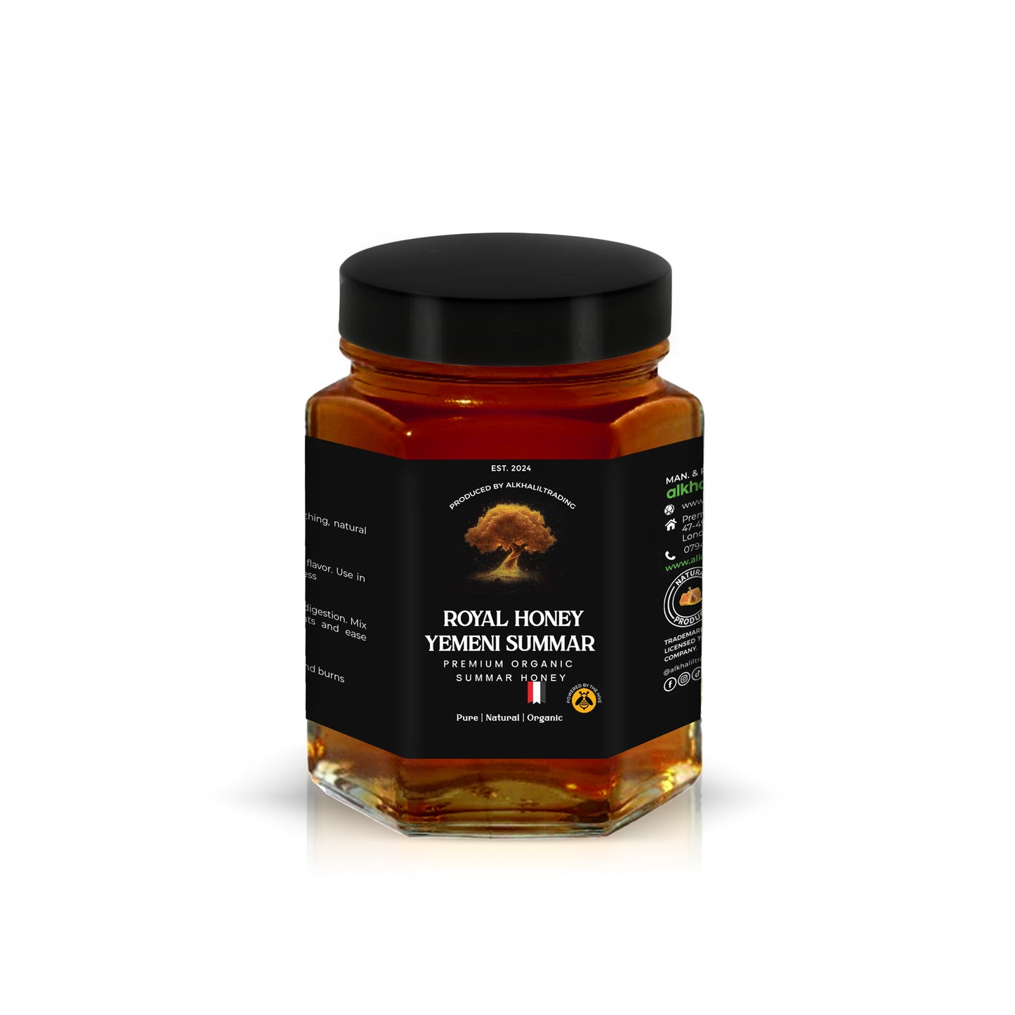 alkhaliltrading - Royal Yemeni Summar Honey | 100% Raw & Unpasteurised | Natural, Unfiltered, Unheated Pure Honey | Premium Luxury Honey in Glass Jar (250g)